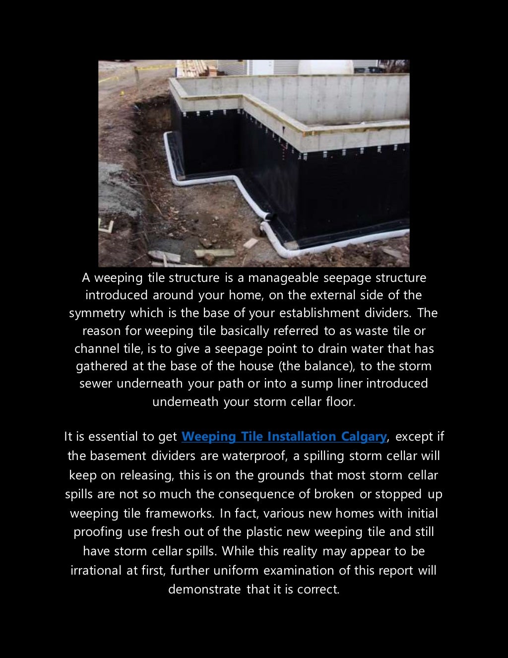 Weeping Tile Installation Calgary