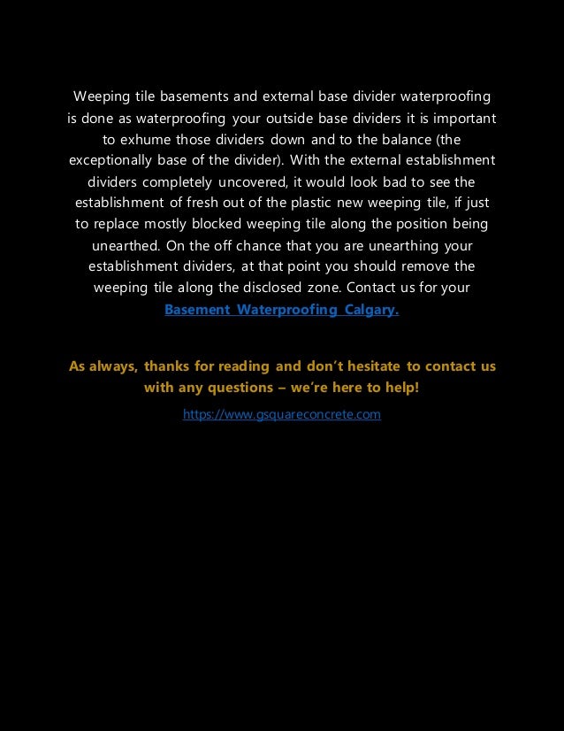 Weeping Tile Installation Calgary