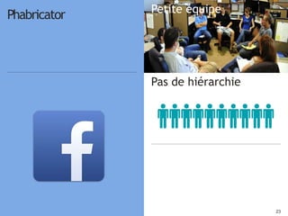 2323
Petite équipe
Pas de hiérarchie
Garant
Phabricator
 