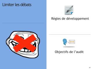 4141
Règles de développement
Objectifs de l’audit
Limiter les débats
 