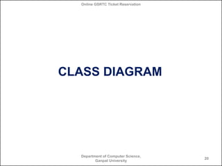 Online GSRTC Ticket Reservation

CLASS DIAGRAM

Department of Computer Science,
Ganpat University

20

 