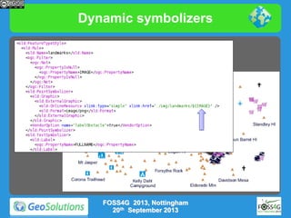 Dynamic symbolizers

FOSS4G 2013, Nottingham
20th September 2013

 