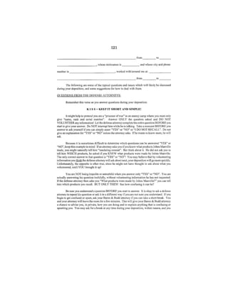 Baron & Budd "Preparing For Your Deposition" handout to asbestos plaintiffs