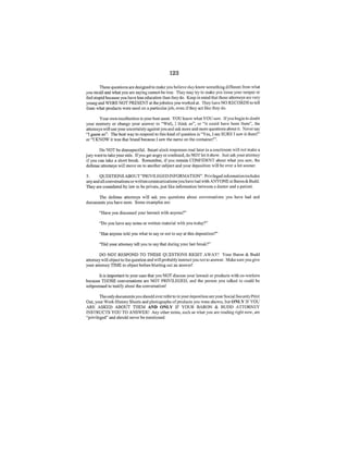 Baron & Budd "Preparing For Your Deposition" handout to asbestos plaintiffs