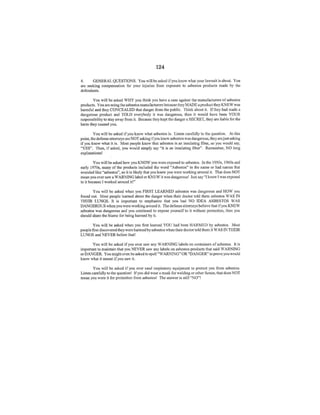 Baron & Budd "Preparing For Your Deposition" handout to asbestos plaintiffs