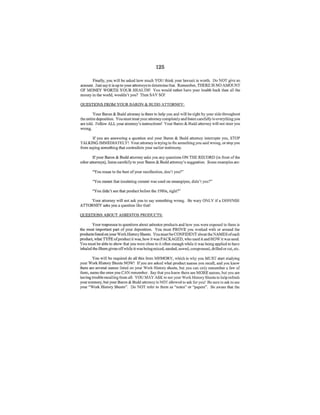 Baron & Budd "Preparing For Your Deposition" handout to asbestos plaintiffs