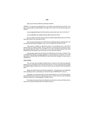 Baron & Budd "Preparing For Your Deposition" handout to asbestos plaintiffs