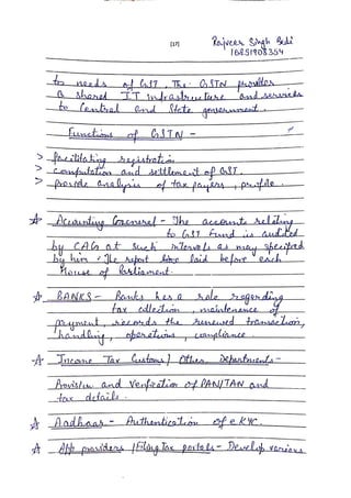 GST | B com sem 4th | Hand written Notes | by Ritish bedi #RVIRGO | PDF