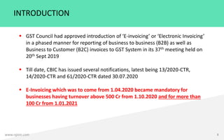 GST Alert 9 - E-Invoicing effective from 01.01.2021