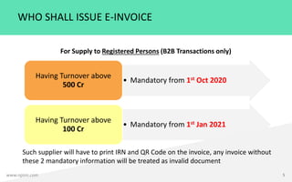 GST Alert 9 - E-Invoicing effective from 01.01.2021