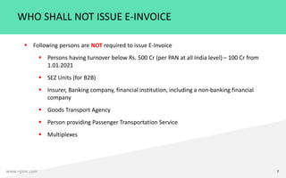 GST Alert 9 - E-Invoicing effective from 01.01.2021