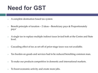 Goods and Service Tax (GST) in India | PPTX
