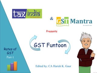 Rates of
GST
Part-1
&
Presents
GST Funtoon
Edited by: CA Harish K. Gaur
 