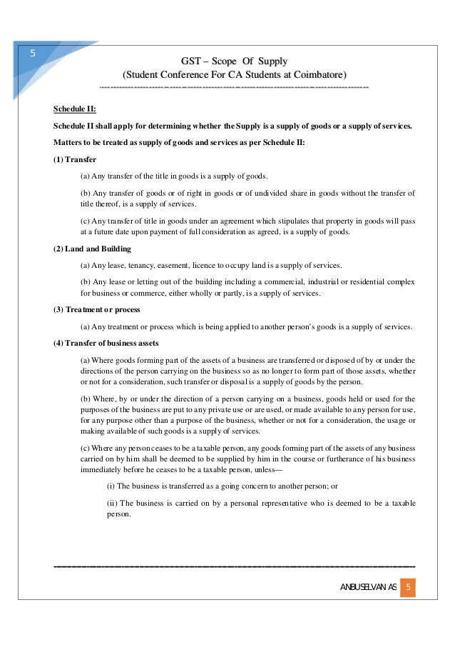 GST Scope of Supply