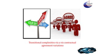 Transitional complexities viz a viz contractual
agreement variations
 