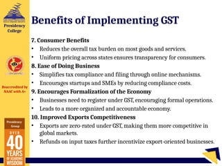 GST-UNIT 1.pptx goods and services tax invome | PPTX