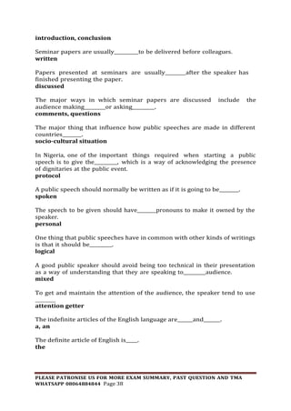 GST102 USE OF ENGLISH AND COMMUNICATION SKILLS II SUMMARY 08064884844.pdf