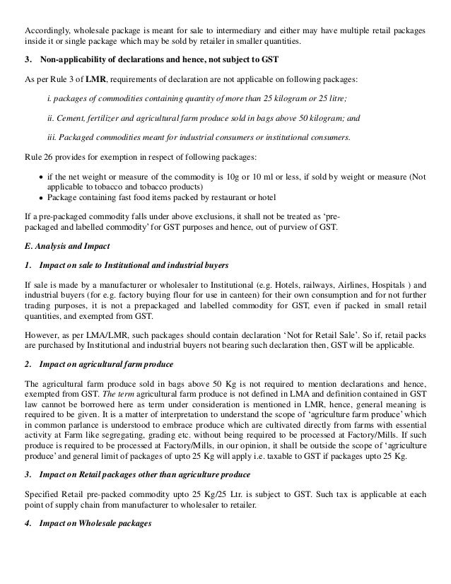 GST applicability on ‘Prepackaged and labelled commodity’