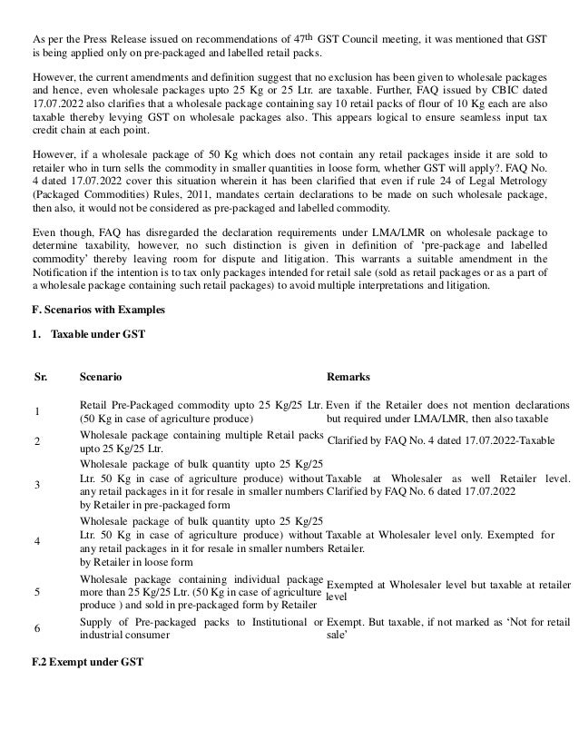 GST applicability on ‘Prepackaged and labelled commodity’