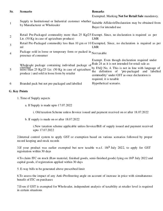 GST applicability on ‘Prepackaged and labelled commodity’