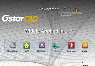 Powered on…..?
                                      ITC (IntellliCAD Technology
                                      Consortium)




             Widely Applied in…..?


Mechanical   AEC   Electrical   GIS          Structure              HVAC



                                                                    ,
 
