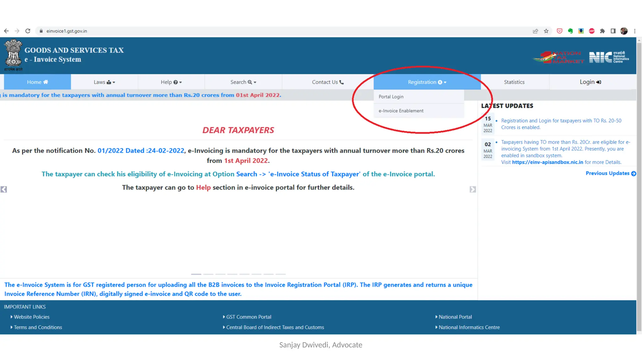 Sanjay Dwivedi, Advocate
 