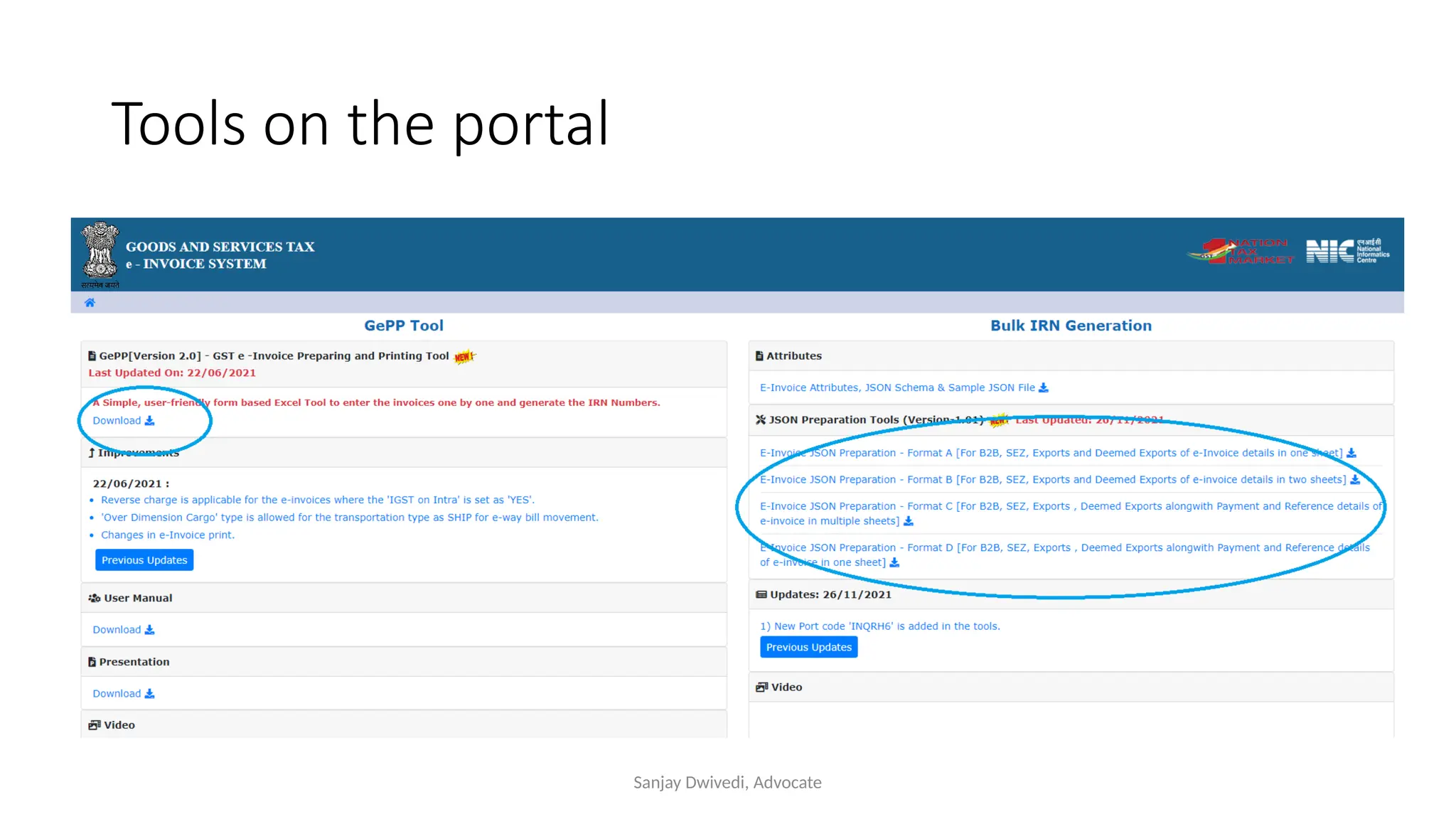 Sanjay Dwivedi, Advocate
Tools on the portal
 