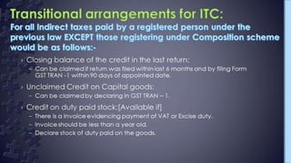 Gst Presentation; Supply; transition provisions.