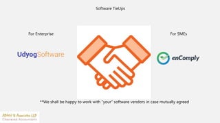 For Enterprise For SMEs
Software TieUps
**We shall be happy to work with ”your” software vendors in case mutually agreed
 