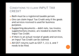 GST & Input Tax Credit by CA Shivam Gupta | PDF