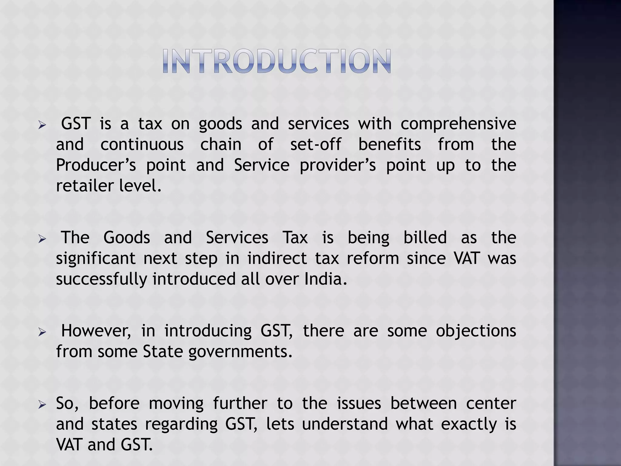 GST: Issues between Centre and states | PPTX