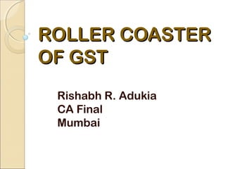 RROOLLLLEERR CCOOAASSTTEERR 
OOFF GGSSTT 
Rishabh R. Adukia 
CA Final 
Mumbai 
 