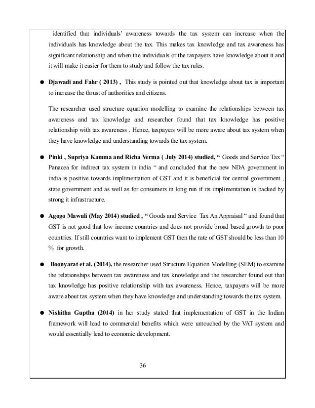 Research paper on goods and services tax