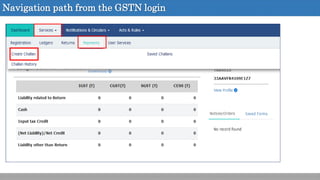Navigation path from the GSTN login
 