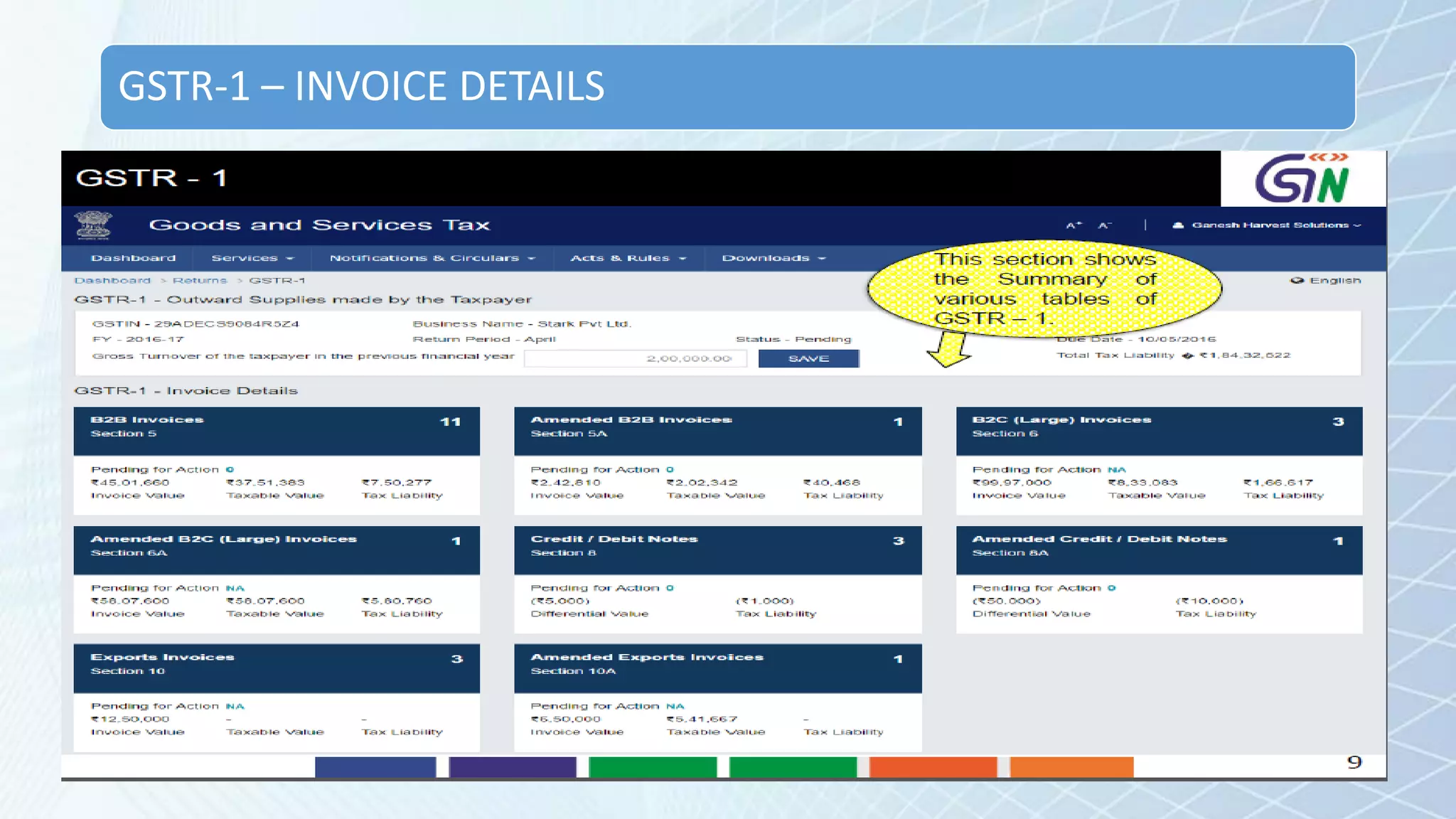 GSTR-1 – INVOICE DETAILS
 