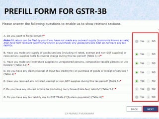 9
PREFILL FORM FOR GSTR-3B
CA PRANALI P MUKKAWAR
 