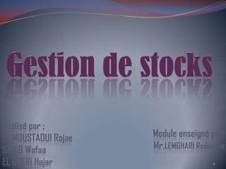 Module enseigné par:
Mr.LEMGHARI Redouane
Réalisé par :
EL MOUSTAOUI Rajae
SAHIB Wafaa
EL GUERI Hajar 2
 