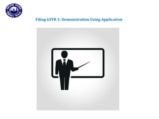 Returns for Taxpayers
Filing GSTR 1: Demonstration Using Application
 