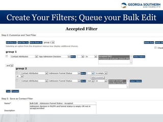 Create Your Filters; Queue your Bulk Edit
                Accepted Filter
 