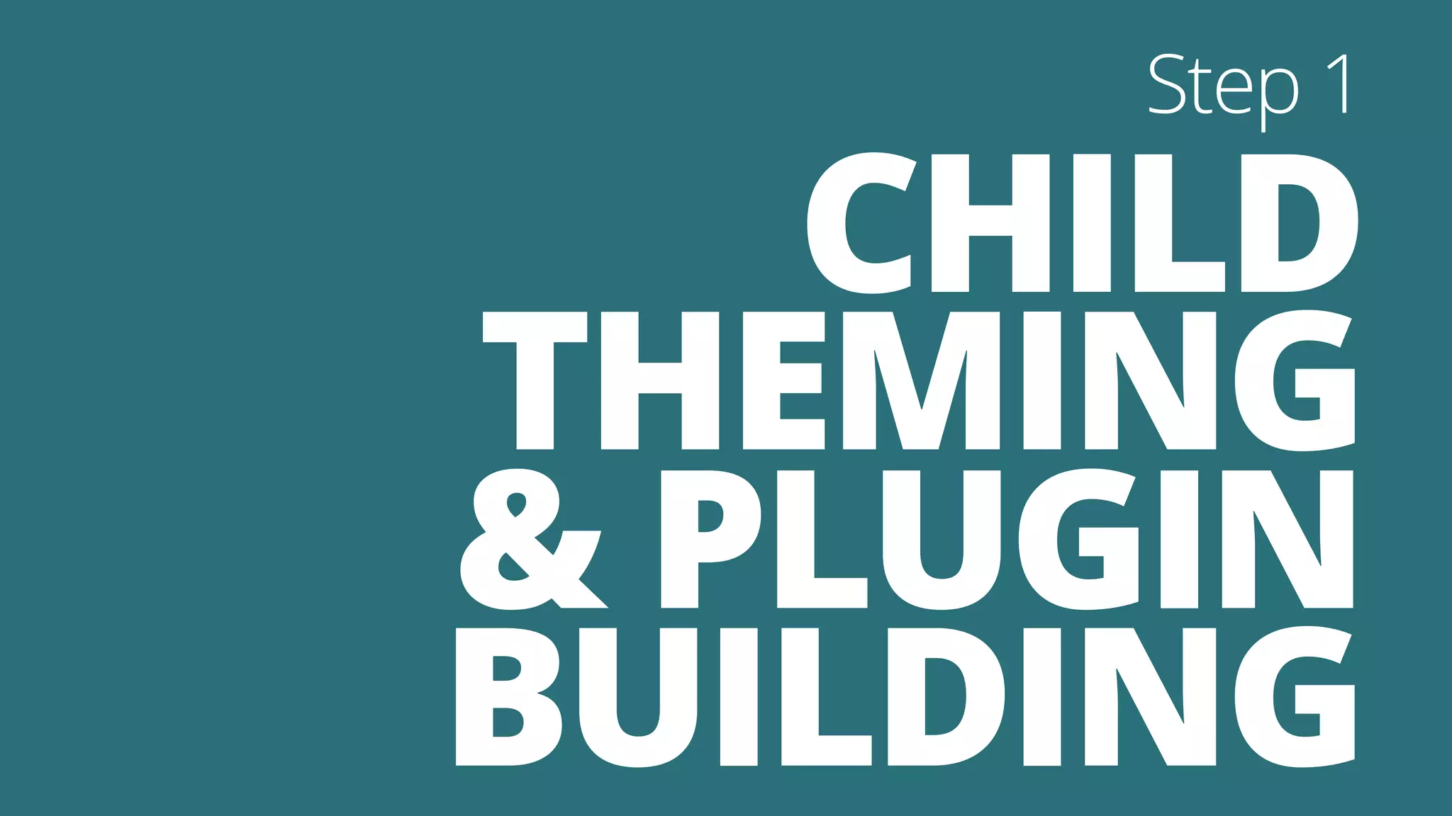 CHILD
THEMING
& PLUGIN
BUILDING
Step 1
 