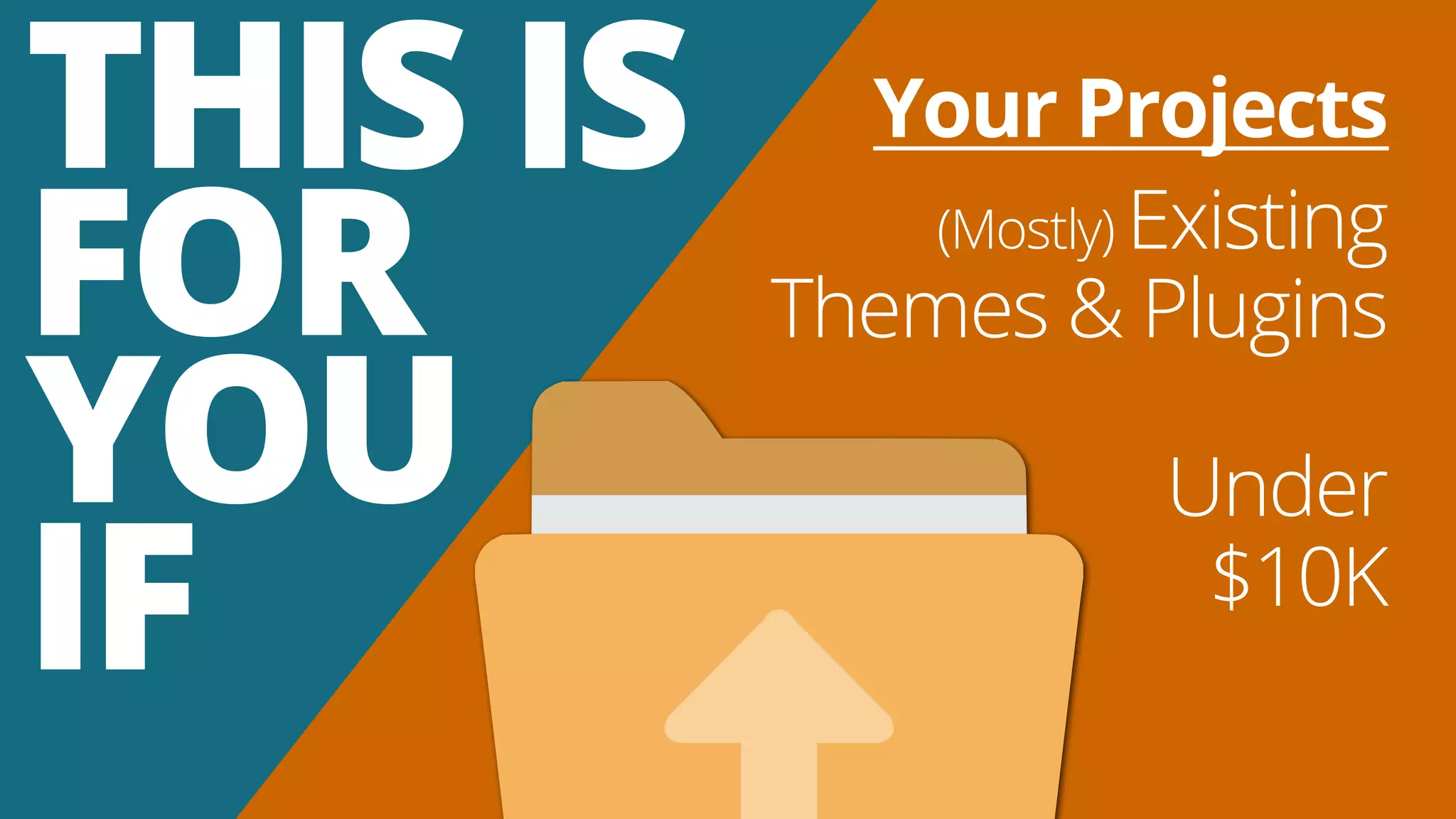 THIS IS
FOR
YOU
IF
Your Projects
(Mostly) Existing
Themes & Plugins
Under
$10K
 