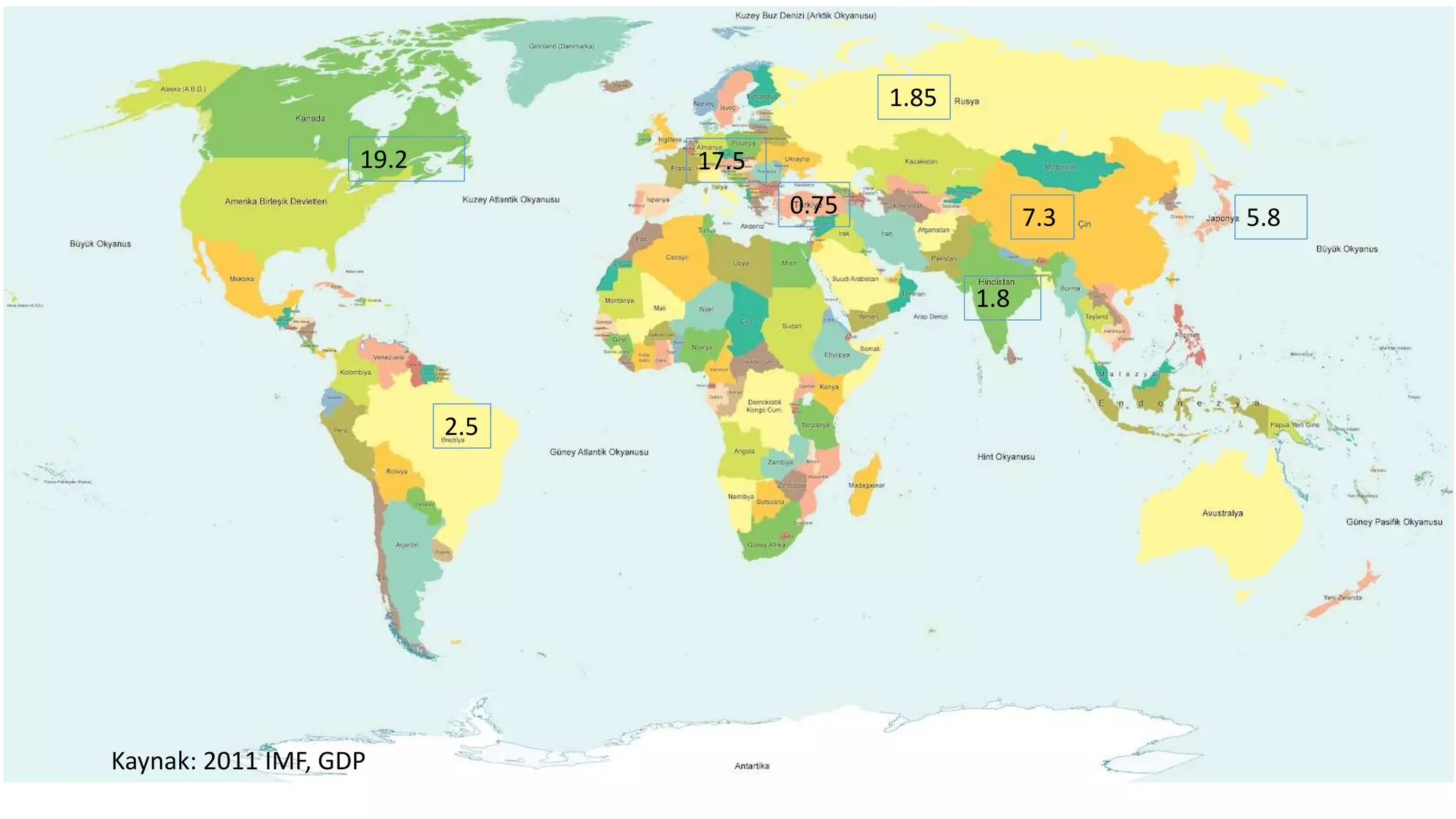 19.2
1.85
17.5
5.87.3
Kaynak: 2011 IMF, GDP
1.8
2.5
0.75
 