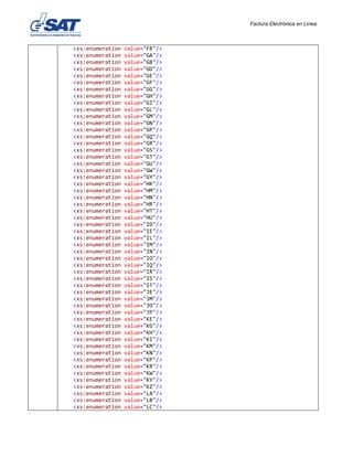 Factura Electrónica en Línea
<xs:enumeration value="FR"/>
<xs:enumeration value="GA"/>
<xs:enumeration value="GB"/>
<xs:enumeration value="GD"/>
<xs:enumeration value="GE"/>
<xs:enumeration value="GF"/>
<xs:enumeration value="GG"/>
<xs:enumeration value="GH"/>
<xs:enumeration value="GI"/>
<xs:enumeration value="GL"/>
<xs:enumeration value="GM"/>
<xs:enumeration value="GN"/>
<xs:enumeration value="GP"/>
<xs:enumeration value="GQ"/>
<xs:enumeration value="GR"/>
<xs:enumeration value="GS"/>
<xs:enumeration value="GT"/>
<xs:enumeration value="GU"/>
<xs:enumeration value="GW"/>
<xs:enumeration value="GY"/>
<xs:enumeration value="HK"/>
<xs:enumeration value="HM"/>
<xs:enumeration value="HN"/>
<xs:enumeration value="HR"/>
<xs:enumeration value="HT"/>
<xs:enumeration value="HU"/>
<xs:enumeration value="ID"/>
<xs:enumeration value="IE"/>
<xs:enumeration value="IL"/>
<xs:enumeration value="IM"/>
<xs:enumeration value="IN"/>
<xs:enumeration value="IO"/>
<xs:enumeration value="IQ"/>
<xs:enumeration value="IR"/>
<xs:enumeration value="IS"/>
<xs:enumeration value="IT"/>
<xs:enumeration value="JE"/>
<xs:enumeration value="JM"/>
<xs:enumeration value="JO"/>
<xs:enumeration value="JP"/>
<xs:enumeration value="KE"/>
<xs:enumeration value="KG"/>
<xs:enumeration value="KH"/>
<xs:enumeration value="KI"/>
<xs:enumeration value="KM"/>
<xs:enumeration value="KN"/>
<xs:enumeration value="KP"/>
<xs:enumeration value="KR"/>
<xs:enumeration value="KW"/>
<xs:enumeration value="KY"/>
<xs:enumeration value="KZ"/>
<xs:enumeration value="LA"/>
<xs:enumeration value="LB"/>
<xs:enumeration value="LC"/>
 