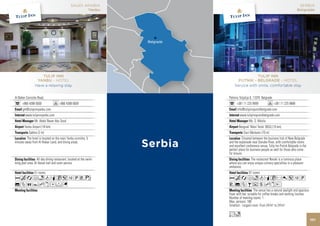 SAUDI ARABIA
                                                     Yanbu




                    TULIP INN
                 YANBU - HOTEL
                Have a relaxing stay


Al Baher Corniche Road,
      +966 4398 0000                 +966 4398 0009
      gm@tulipinnyanbu.com
        www.tulipinnyanbu.com
                Mr. Abdul Baset Abu Soud
        Yanbu Airport (18 km)
           Sabtco (2 m)
         The hotel is located on the main Yanbu corniche, 5
minutes away from Al Hokair Land, and diving areas.



                  All day dining restaurant, located at the swim-
ming pool area, Al Hanan hall and room service.

                51 rooms
AcafndqC51PVz
%ZOYhxDFG




                                                                    101
 