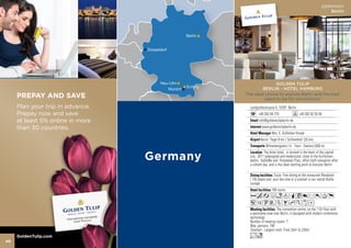 CHINA
                                                                                           Shanghai
                                                                                           CHINA
                                                                                         Shanghai




                                              GOLDEN TULIP
                                   ASHAR SUITES - SHANGHAI CENTRAL -
                                        Enjoy a friendly ambience in
                                             GOLDEN TULIP
     PREPAY AND SAVE                    the trendy central Shanghai
                                  ASHAR SUITES - SHANGHAI CENTRAL -
                                   No.288 North Shaanxi Road, 200041 Shanghai in
                                           Enjoy a friendly ambience
     Plan your trip in advance.
                                        +86 21 3218 4555 central +86 21 6288 2855
                                           the trendy                Shanghai
     Prepay now and save                 info@goldentulipasharsuites.com
                                  No.288 North Shaanxi Road, 200041 Shanghai
     at least 5% online in more         +86 www.goldentulipasharsuites.com 6288 2855
                                            21 3218 4555             +86 21
     than 30 countries.                            Peter L Herweck
                                        info@goldentulipasharsuites.com
                                          Hong Qiao Int’l Airport (10 km)
                                          www.goldentulipasharsuites.com
                                                Metro LineHerweck
                                                     Peter L 2 (700 m)
                                              Golden Tulip Ashar Suites-Shanghai Central is
                                           Hong Qiao Int’l Airport (10 km)
                                    strategically situated in the prime of central Shanghai. Numerous
                                    luxurious brands,Line 2 (700 m) and high-end office buildings are
                                              Metro entertainment
                                    adjacentGolden Tulip Ashar Suites-Shanghai Central is express
                                             to it. It is easy access to two int’l airports via
                                    way.
                                  strategically situated in the prime of central Shanghai. Numerous
                                  luxurious brands, entertainment and high-endon the lobby level
                                                         The BRANCHE restaurant office buildings are
                                  adjacentgreat quality food and drinks from breakfast, lunch, dinner
                                    offers to it. It is easy access to two int’l airports via express
                                  way. light snacks
                                    and
                                                       The BRANCHE restaurant on the lobby level
                                                       460 rooms
                                  offers great quality food and drinks from breakfast, lunch, dinner
                                  AcafndqCt8r0T
                                  and light snacks
                                  5 2 P wroomsZ O B h K i v x
                                                 460 z
                                  A c a f n d q C t 8 and ideal for
                                                      400sqm of meeting facilities is 0 T
                                  meetings, training, seminars, product launches
                                                                                 rwedding
                                  52PwzZOBhKivx
                                  ceremonies.
                                   Number of meeting rooms: of meeting facilities is ideal for
                                                      400sqm 6
                                   Max. persons: 540
                                  meetings, training, seminars, product launches and wedding
                                  ceremonies. Largest room: From 28m2 to 400m2
                                   Smallest -
                                  Number of meeting rooms: 6
     GoldenTulip.com
                                   Ln
                                  Max. persons: 540
                                  Smallest - Largest room: From 28m2 to 400m2
48
                                  Ln
 