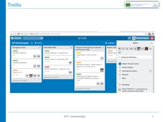 9
Trello
GT2 - Comunicação
 