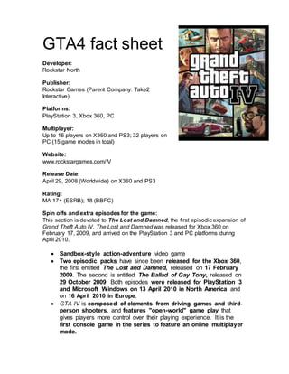Gta4 fact sheet