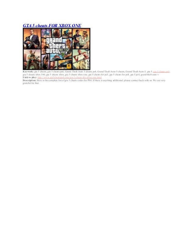 Gta 5 Cheats For Xbox One