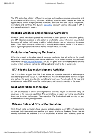 GTA 6 Leaks-Glimpse into the Game's Potential Features | PDF