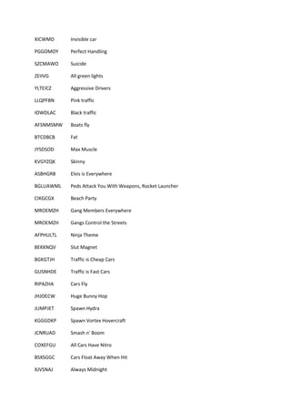 Códigos para GTA San Andreas, PDF, Táxi